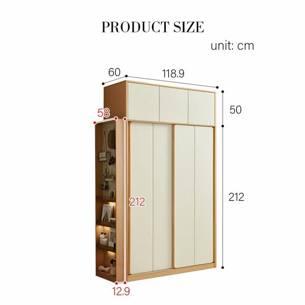 Soriano Sliding Door Wardrobe, Wood with shoe cabinets