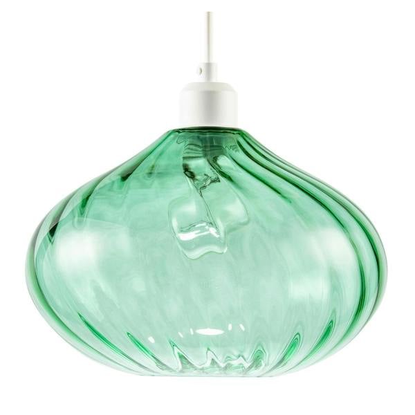 Modern Designer Emerald Green Line Twisted Glass Pendant Light Shade Image 1