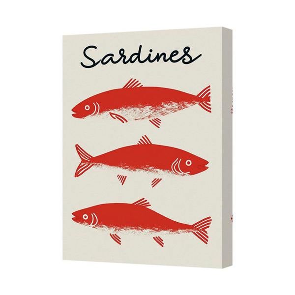 Benjamin Tate Design Sardines Canvas Art Print Three Red Fish Wall Decor UK Handmade