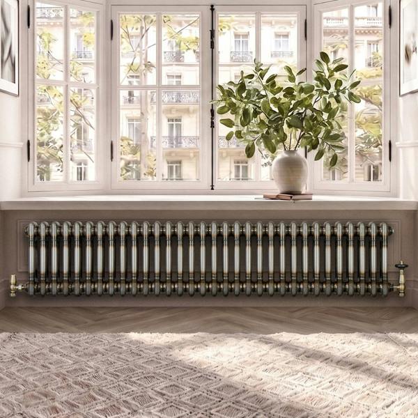 Monstershop Traditional 2 Column Radiator - 300 x 1460mm - Raw Metal