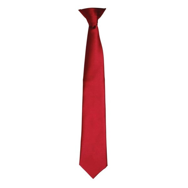 Premier Colours Mens Satin Clip Tie - Burgundy