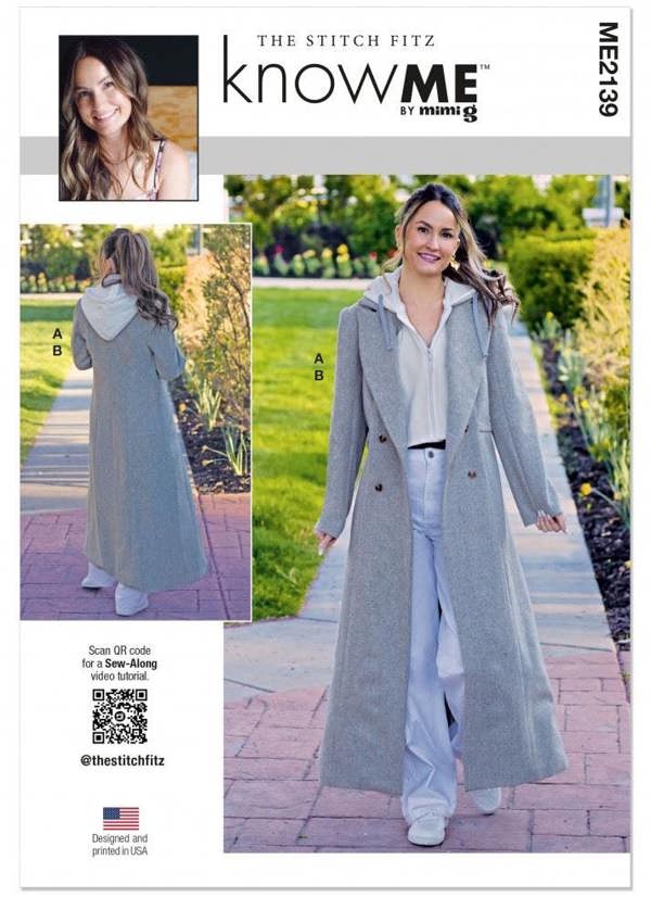 Know Me Sewing Pattern 2139, Coats for Women, K5 (8-10-12-14-16) - Intermediate