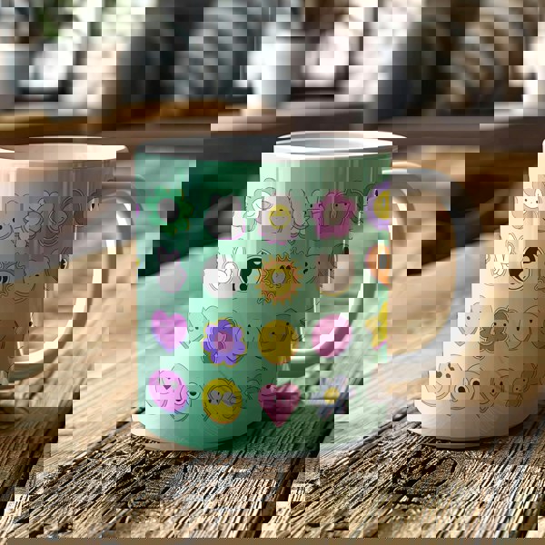 You're a Q-T. Cutie Emoji Kawaii mint Mugs Designed by Love Frankie and printed in the UK.