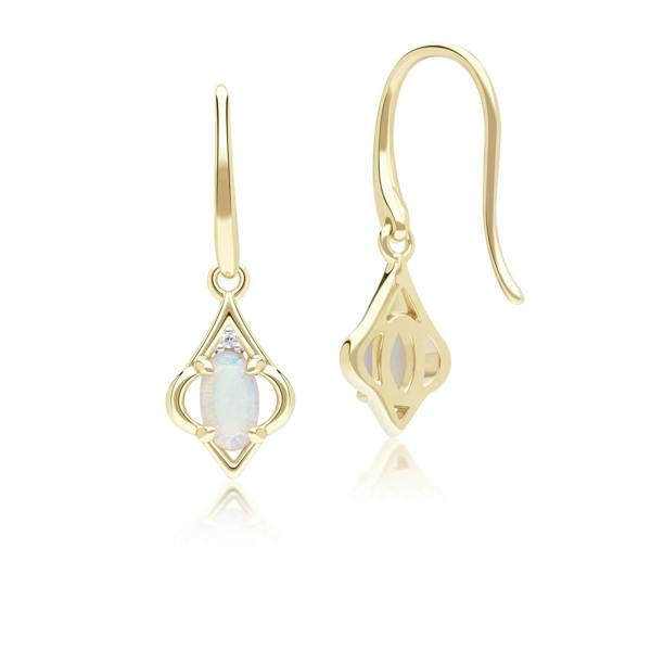 Gemondo Classic Oval Opal & Diamond Stud Earrings in 9ct Yellow Gold
