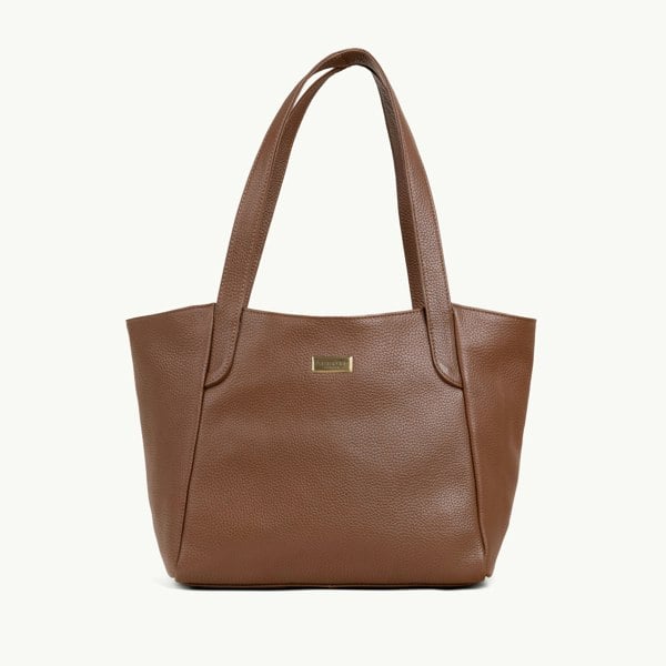 Assots London 'URBAN TOTE' Tan Pebble Grain Real Leather Work Tote Bag