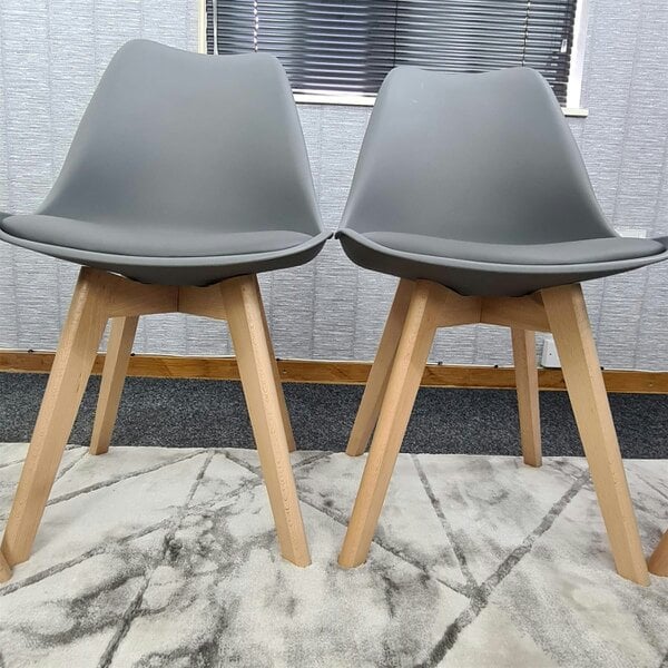 Kosy Koala Dining Chairs Set of 4 Grey Leather Kitchen Table