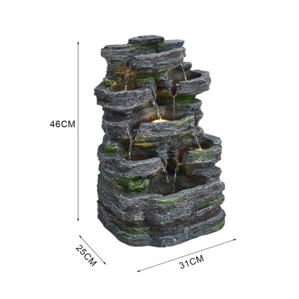 Faux Rock Garden Fountain with Lights Fountains Living and Home