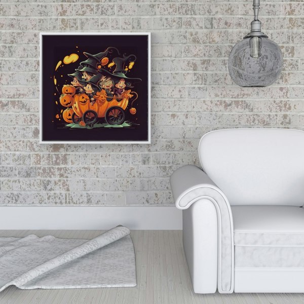 Warren Reed A Magical Pumpkin Carriage Framed Canvas