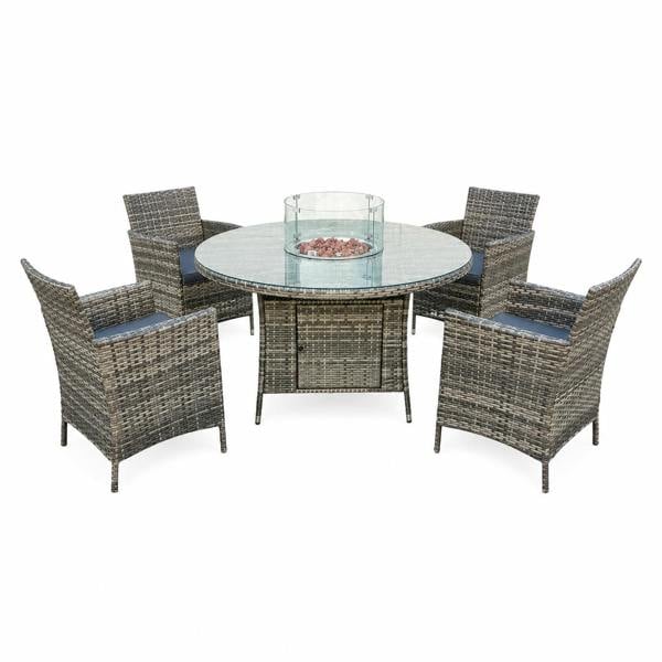 Amazon Rattan Fire Pit Dining Set - Round Table with 4 Chairs