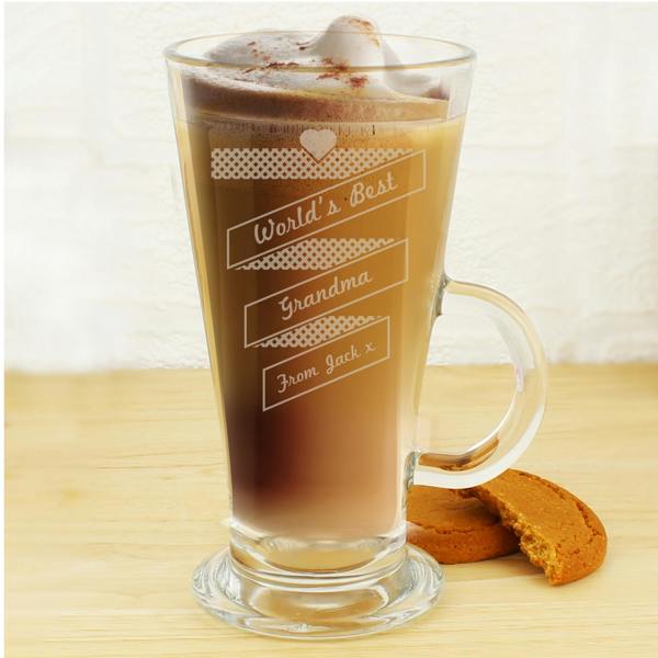 Abode Home & Gifts Personalised Heart Banner Latte Glass