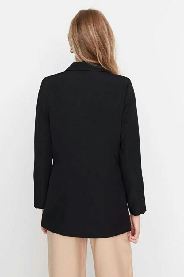 WOVCOR Lined Double-Breasted Woven Blazer Jacket