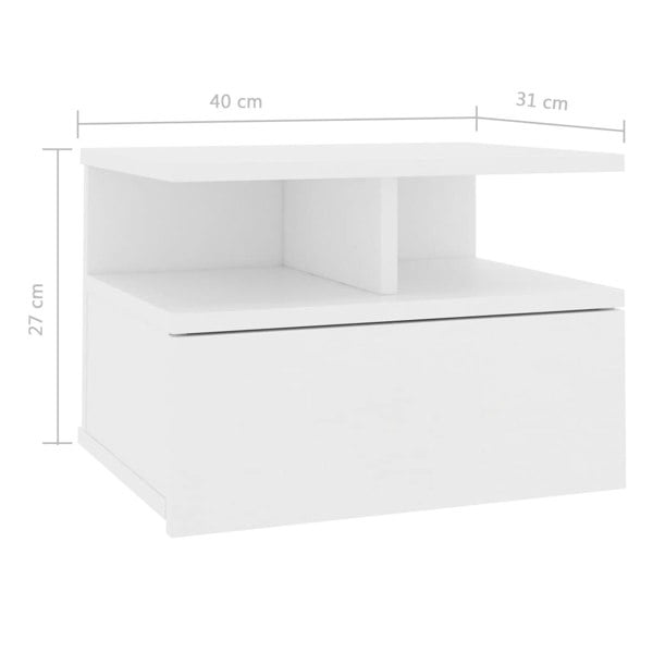 Berkfield Floating Nightstand White 40x31x27 cm Engineered Wood