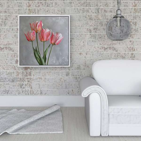 Warren Reed Painted Pink Tulips Framed Canvas