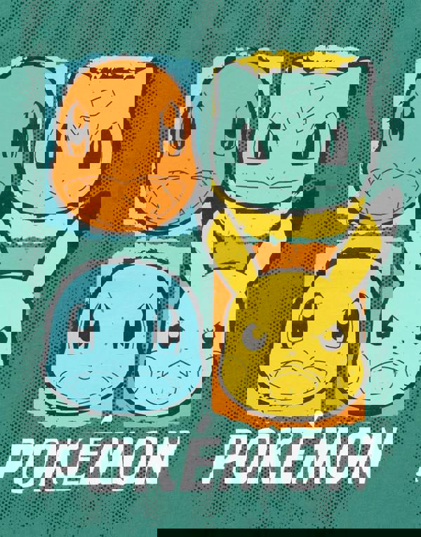 Pokemon Boys Green Character Placement Print Short Sleeved T-Shirt