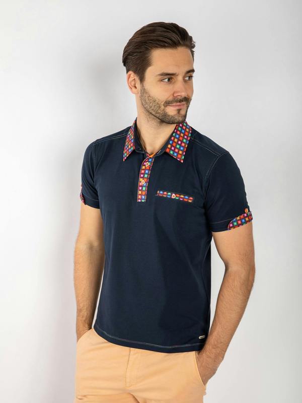 SIGNATURE POLO SHIRT WITH SQUARES INSERT - Claudio Lugli Shirts