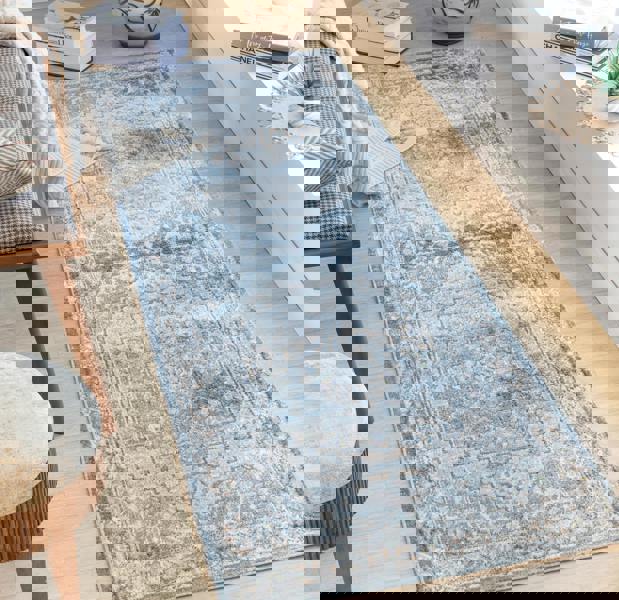 Livabliss Lillian-Washable Blue Brown Traditional Vintage Boho Rug