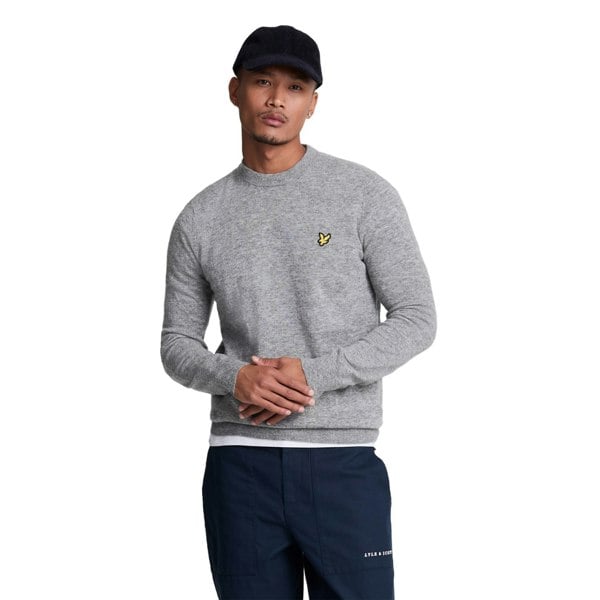 Lyle & Scott Mens Lambswool Blend Crew Neck Long-Sleeved Jumper - Mid Grey Marl