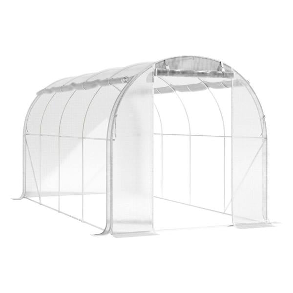 Living and Home Outdoor White Walk-in Tunnel Greenhouse with Steel Frame