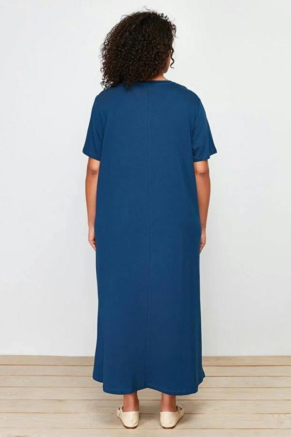 WOVCOR Midi 100% Cotton Knitted T-shirt Dress