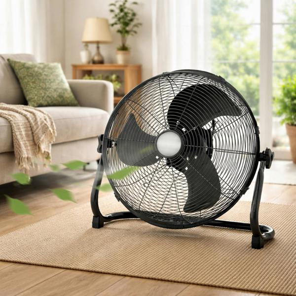 Sohler 18" Metal Floor Fan Industrial Black 100W 3 Speed High Velocity Cooling