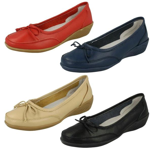 Eaze Ladies Eaze Flat Bow Vamp Casual Slip On Ballerina