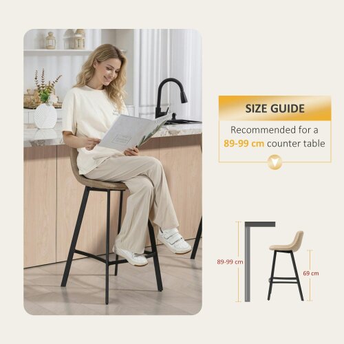 Wyld Haus Panato Set Of 2 Light Brown Faux Leather Dining Bar Stools