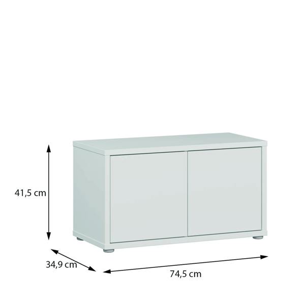 Furniture To Go Alice Springs Bench with 2 Doors Push-to-Open in Light Grey