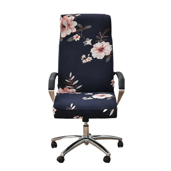 Anyseat Office Chair Cover Black Floral Medium Non-Slip Rotating Seat Case Universal Armrest Chair Protector