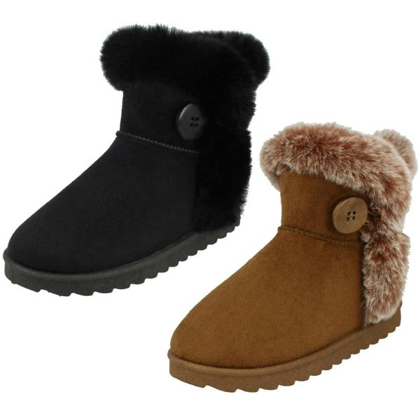 Spot On Girls Spot On Fur Trim/Lined Ankle Boots H4142