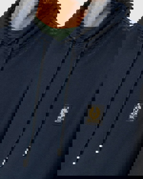 Belstaff Mens Pullover Logo Patch Hoodie - Dark Ink