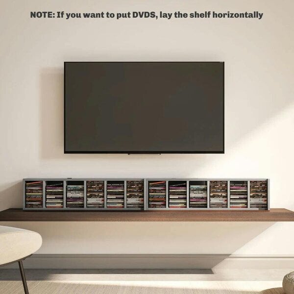 Bobobiy Set of 2 CD Media Display Shelf Unit Tower Rack with Adjustable Shelves, High Gloss Grey