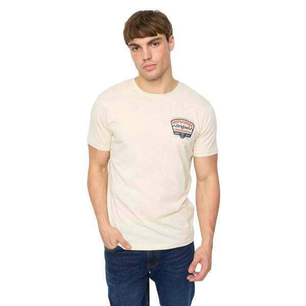 Crosshatch Mens Motocross T-Shirt - Off White - 