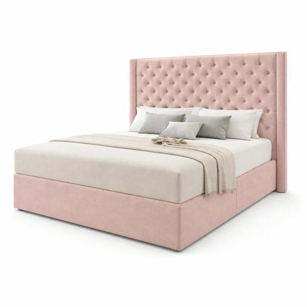 Great British Beds Chesterfield Winged Divan Bed - Pink Plush