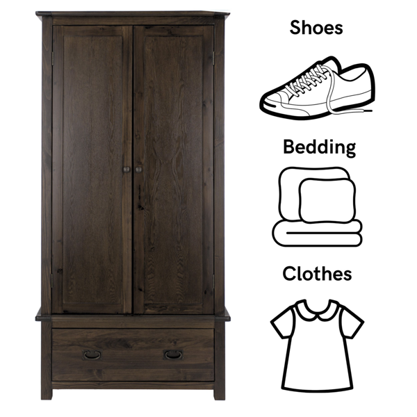 Core Products Boston 2 Door & 1 Drawer Wardrobe