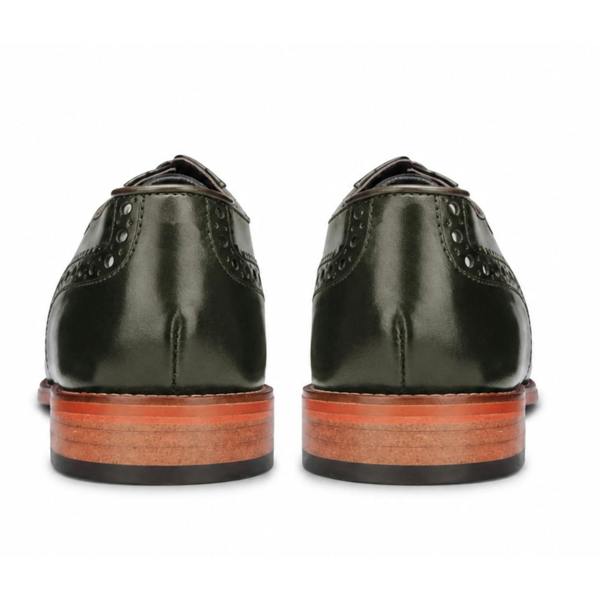 Justin Reess Jett - Men's Dark Green Cross-Stitch Toe Cap Oxford Shoes