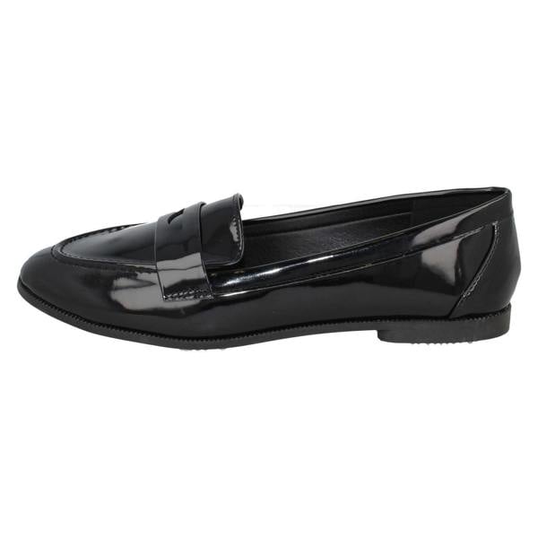 Spot On Ladies Spot On Flat Loafer Saddle Trim Wide Fit Shoes F80561