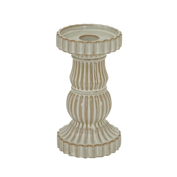 Hill Interiors Ceramic Pillar Candle Holder - White - 