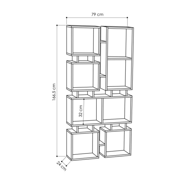 Decortie Rail Modern Tall Bookcase Shelving Unit Display Unit Freestanding Asymmetric Storage Height 167cm
