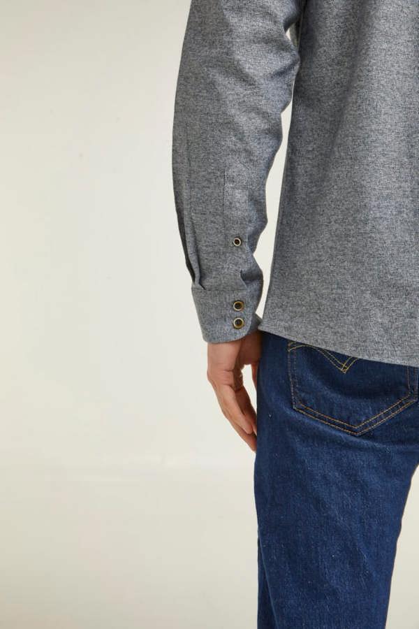 Charcoal Warm Handle Button Down Collar Casual Shirt