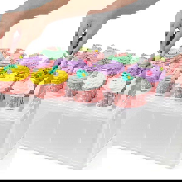 Gr8 Home 3 Tier Stackable Cupcake Carrier Box Muffin Cake Holder Plastic Clear Container