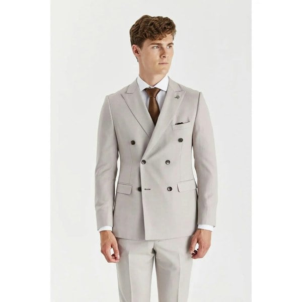 Paul Andrew Mayfair - Men's Stone 2 Piece Double Brested Suit