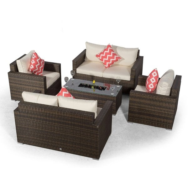 Giardino Sydney 6 Seater Rattan Sofa Set with Drinks Cooler Coffee Table