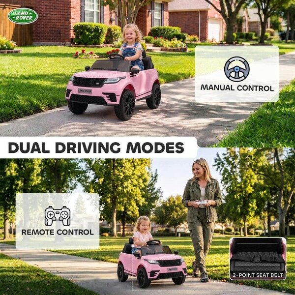 Range Rover Velar Licensed 12V Electric Car for Kids with Remote, 4-Wheel Suspension, Slow Start for 2-4 Years, Pink