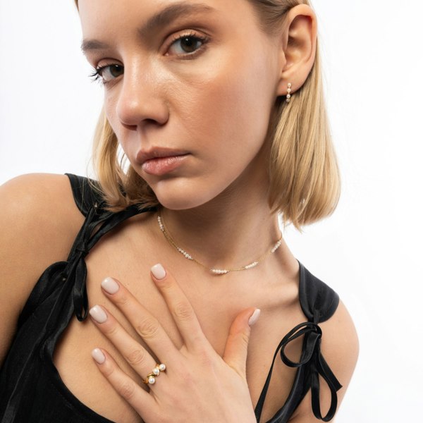 Spero London Twisted Pearl Sterling Silver Ring