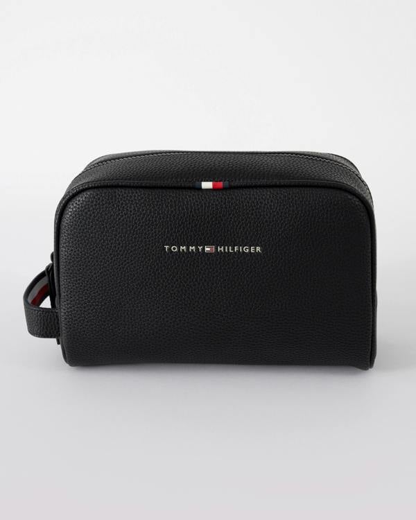 Tommy Hilfiger Essential PU Mens Washbag in Black