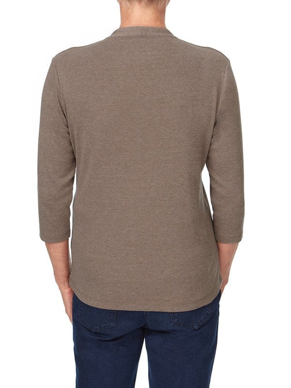 PennyPlain High Back V-neck Top - Latte