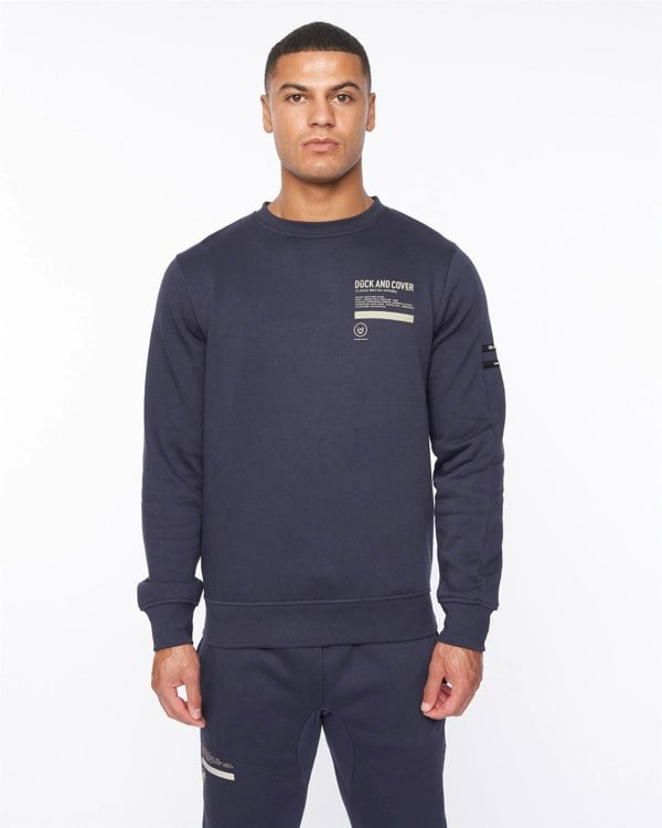 Duck and Cover Jennerkins Crew Sweat & Joggers Set Navy