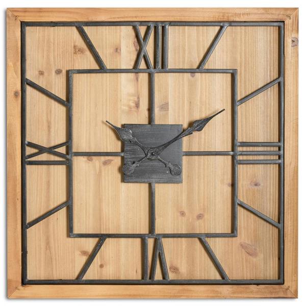 Hill Interiors Williston Square Wall Clock - Brown/Black - 