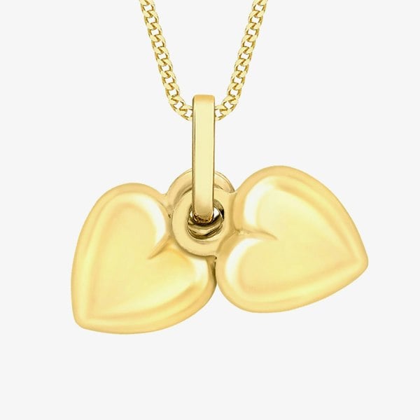 T. H. Baker 9ct Yellow Gold Double Heart Necklace 1.61.0083