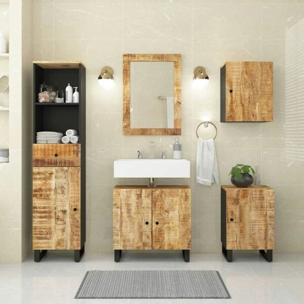 Berkfield 5 Piece Bathroom Furniture Set Solid Wood Mango